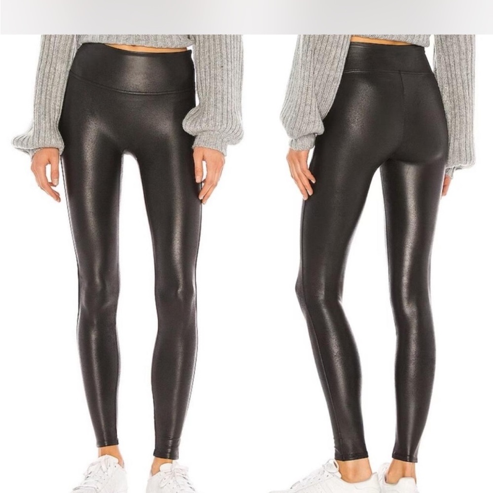 SPANX FAUX LEATHER LEGGINGS IN BLACK